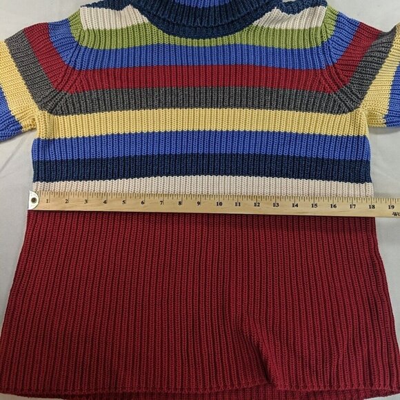 Liz Claiborne Striped Knit Sweater Multicolor S Small 100% Cotton Turtleneck Red - Picture 7 of 11
